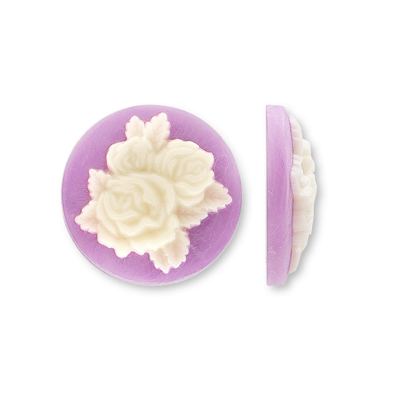German Cameo Round Double Rose Lilamatt/Ivory