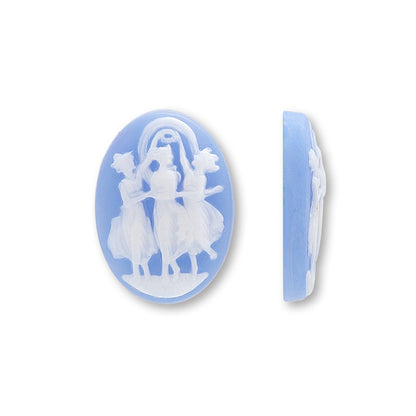 German Cameo Lady 2 Light Blue Matte/White