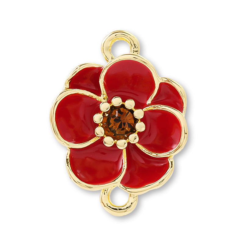 Charm Anemone 2 rings RC Smoke Topaz Red/G