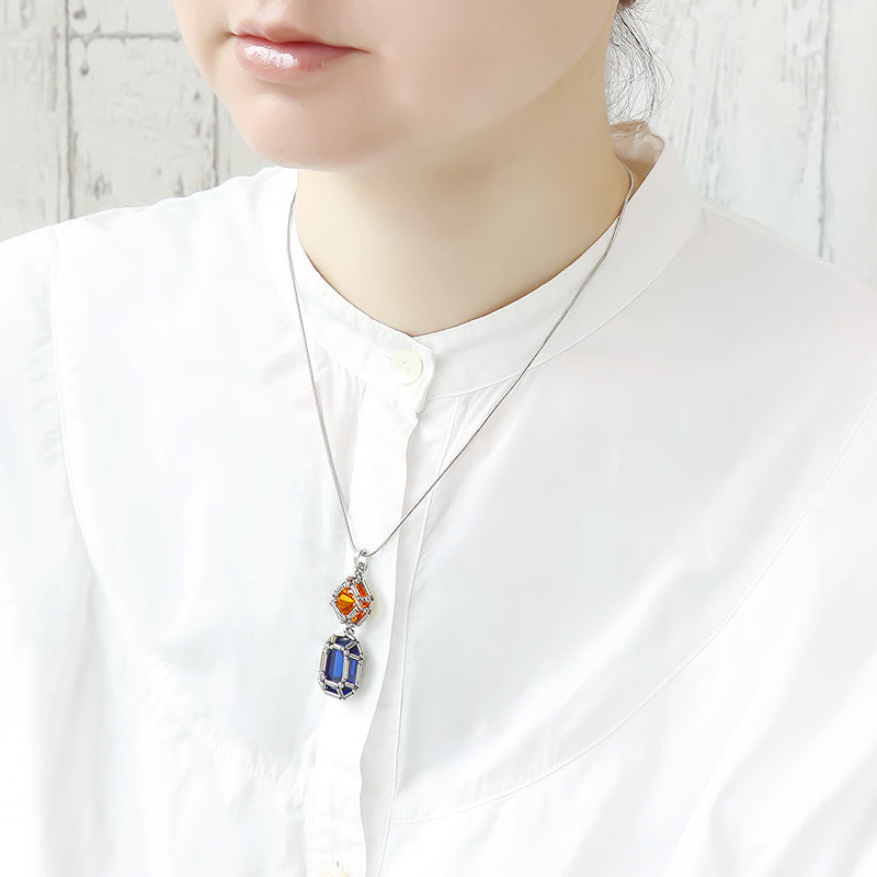 キット 貴和クリスタル宝石編みプリンセスのスクエアシェイプネックレス　ブルー(KR1348)
