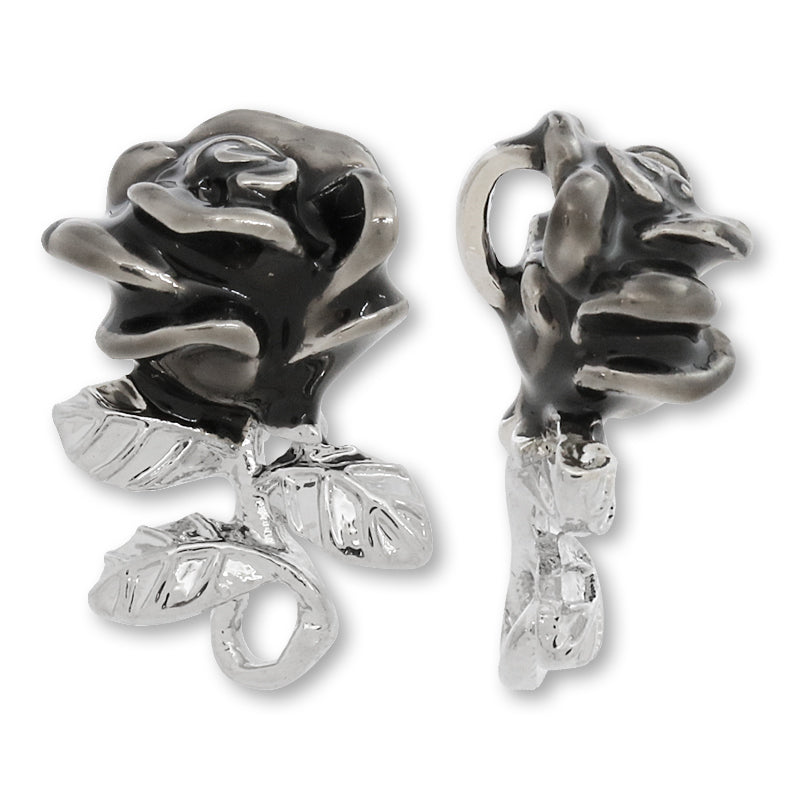 Charm Rose with back ring Black/RC