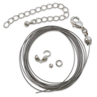 Metal fittings set for necklace rhodium color