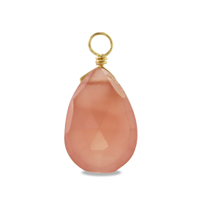 Natural Stone Glasses Charm Flat Shizuku Cut Inca Rose