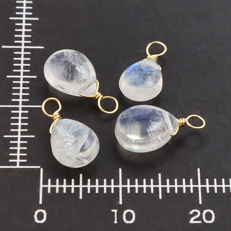 Natural stone glasses clasp charm plain flat shizuku rainbow moonstone