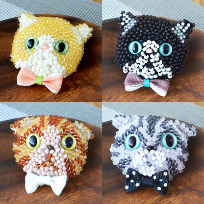 Crochet beaded cat brooch kit (BFK-669-672)