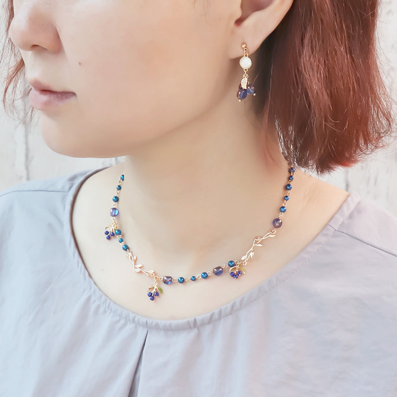 レシピNo.KR0849　秋モチーフチャームのセットアクセ2種（ブルーベリー・ギンモクセイ）