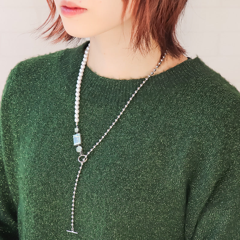 Recipe No.KR1099Kiwa crystalsAsymmetry Y -shaped necklace