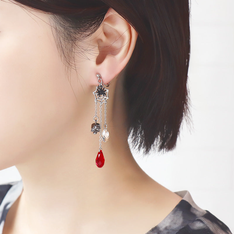 レシピNo.KR1253　ハロウィンチャームドクロのイヤーアクセサリー2種