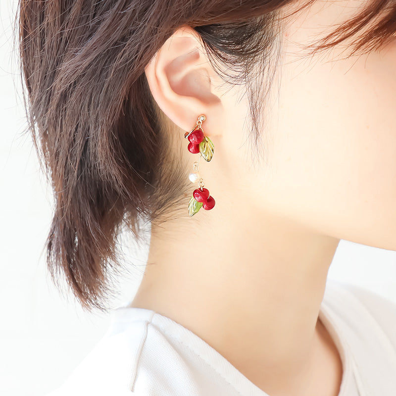 レシピNo.KR1265　ティアドロップビーズのベリーアクセサリー2種