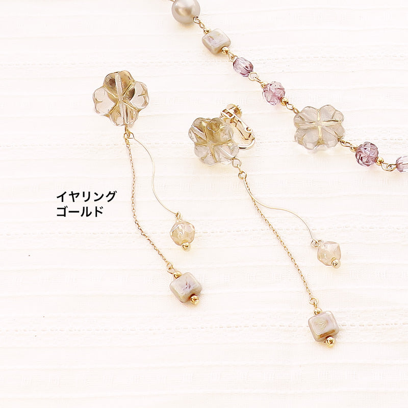 レシピNo.KR1270　チェコビーズクローバーのアクセサリー2種