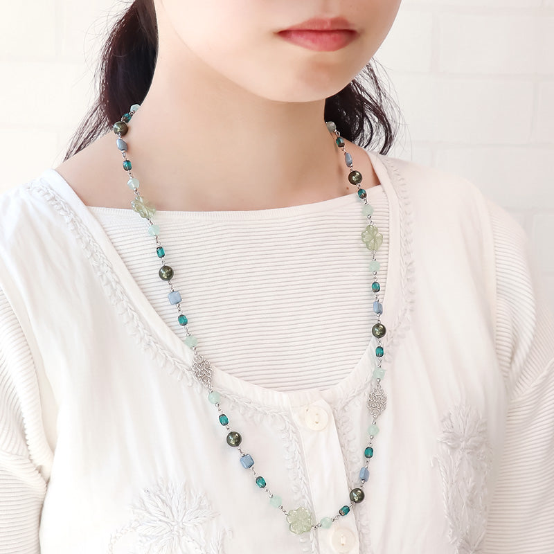 レシピNo.KR1270　チェコビーズクローバーのアクセサリー2種