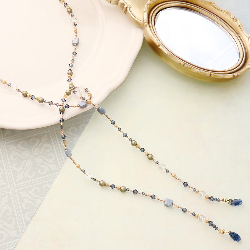 Recipe No.KR1271 Czech bead snowdrop lariat