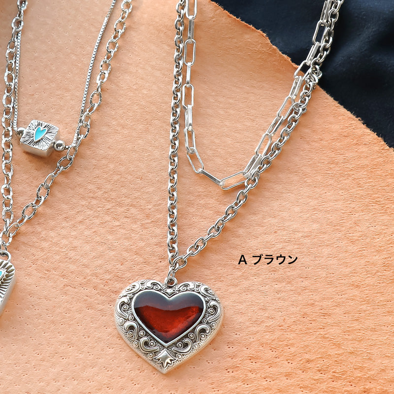 Recipe No.KR1276 2 types of Greek parts heart motif necklace