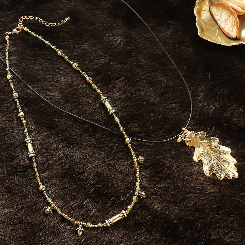 Recipe No.KR1277 Acorn motif necklace with Greek parts 2 types
