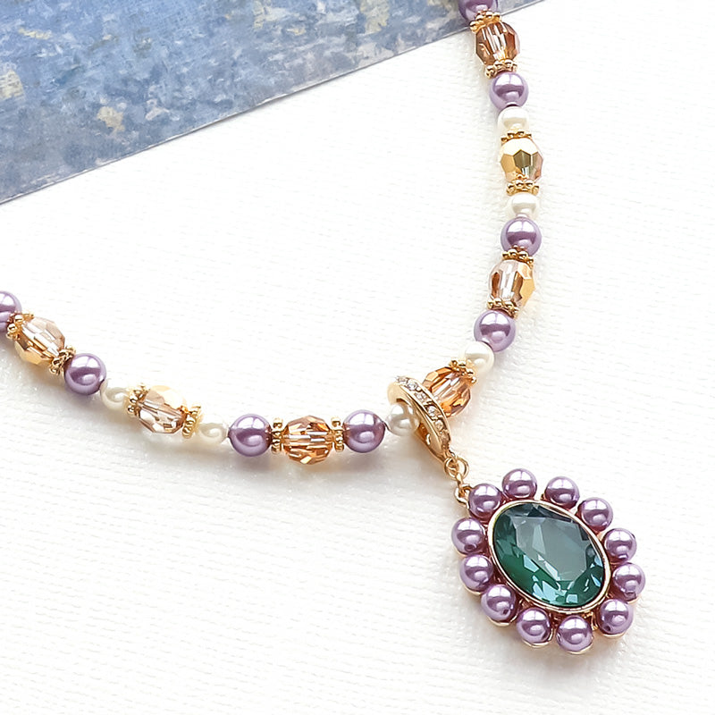 レシピNo.KR1284　貴和クリスタルのオーバルトップネックレス
