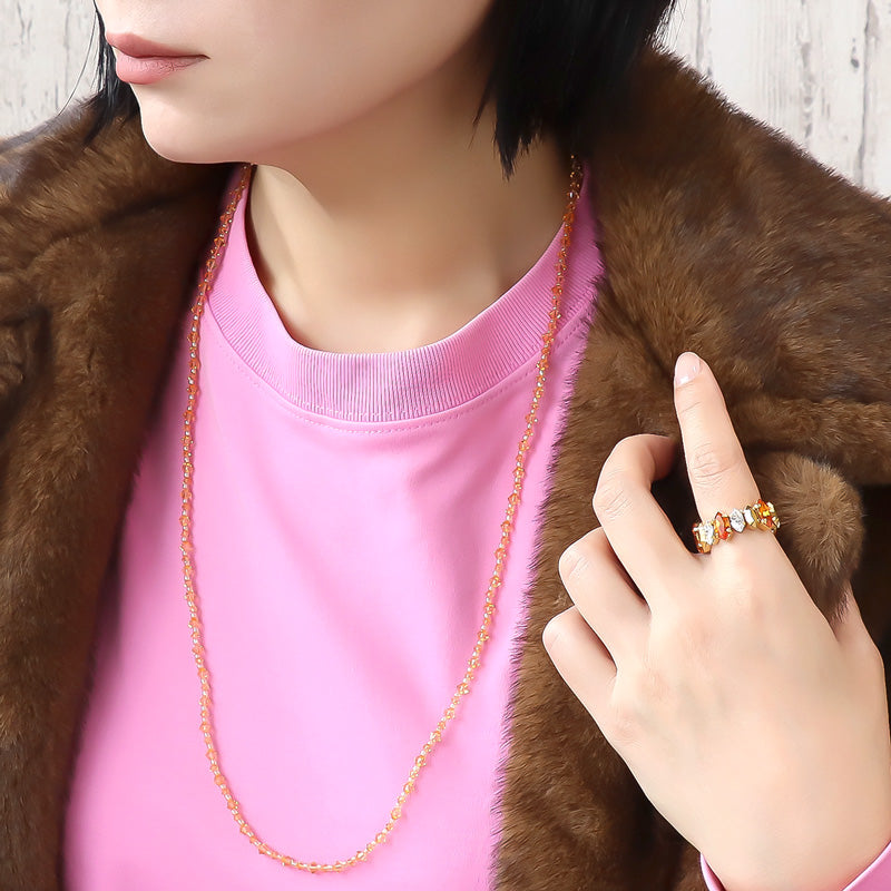 レシピNo.KR1285　貴和クリスタルのルミナスネック＆リング