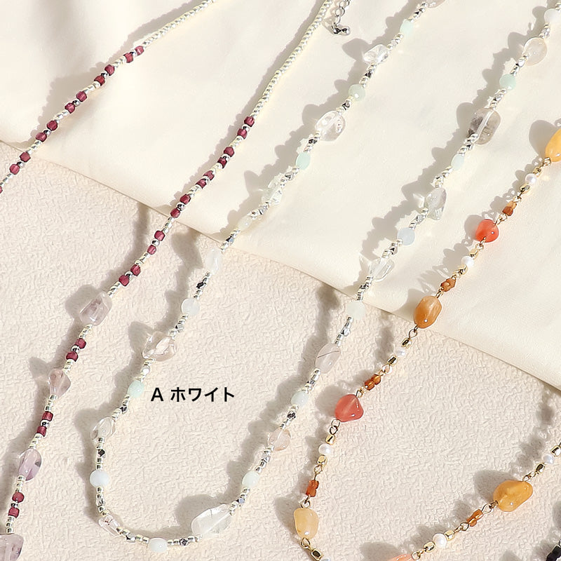 レシピNo.KR1305　天然石の2Wayネックレス3種