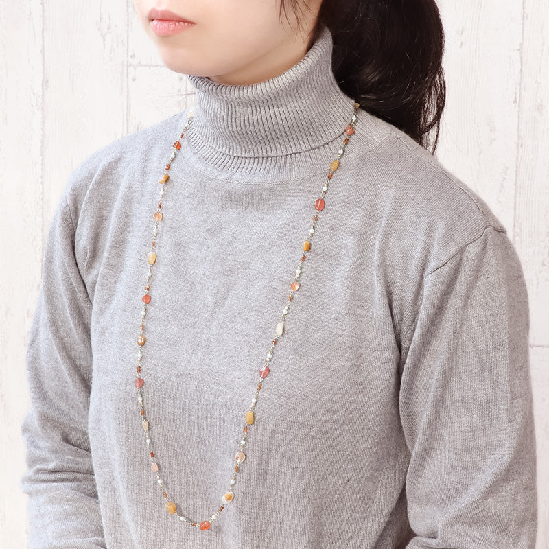レシピNo.KR1305　天然石の2Wayネックレス3種