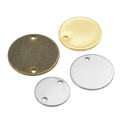 Metal parts round plate 1 hole rhodium color