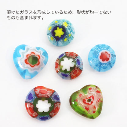 ミルフィオリガラス 丸平　ミックス 6mm