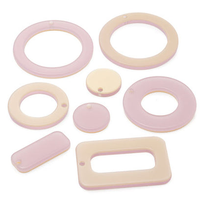 Acetate parts double -sided round 1 hole clear pink/beige [Outlet]