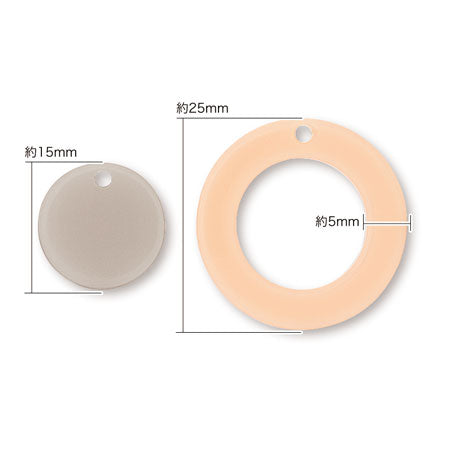Acetate parts double -sided round 1 hole clear pink/beige [Outlet]