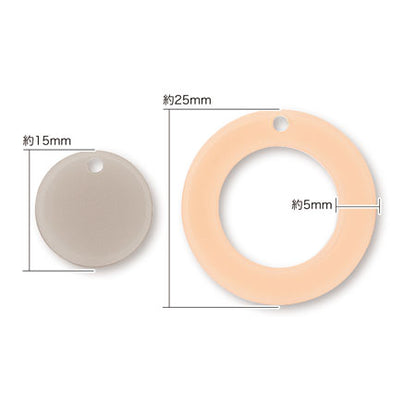 Acetate parts double -sided round 1 hole clear pink/beige [Outlet]