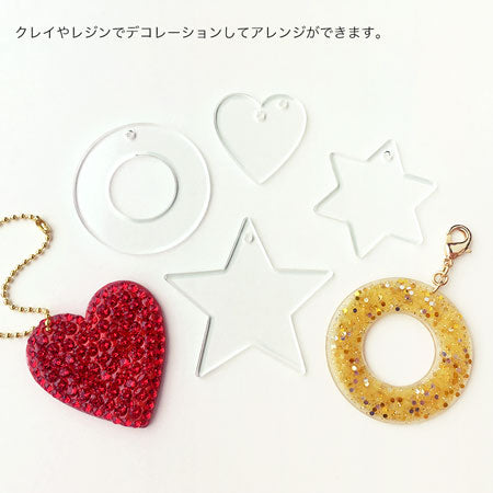 Acrylic parts 2-hole heart clear [outlet]