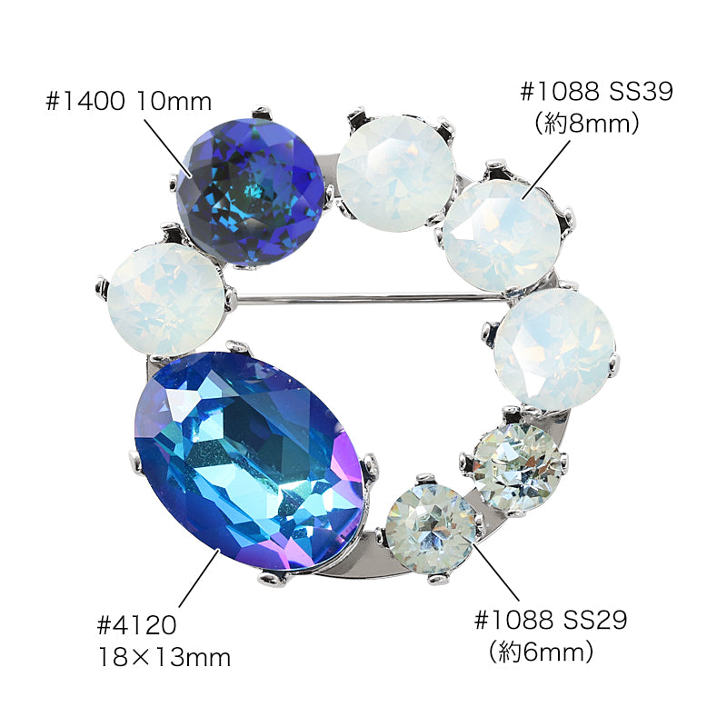 Brooch empty frame Circle No. 7 Rhodium color