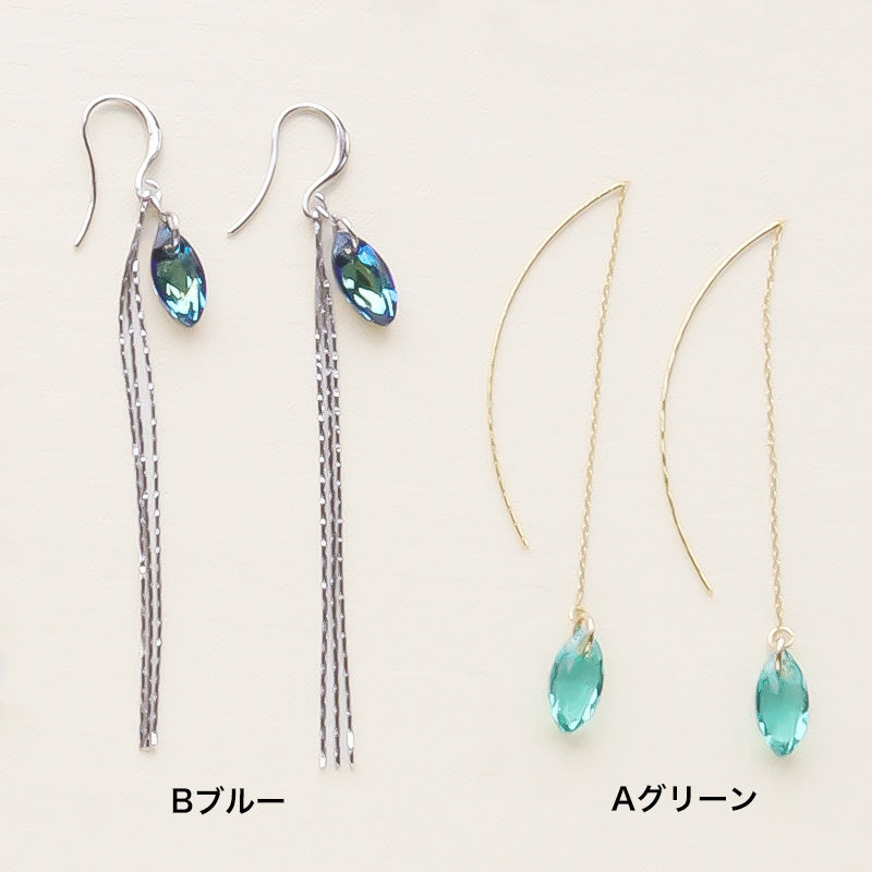 材料表No.ER0324　貴和クリスタルのマーキスピアス2種