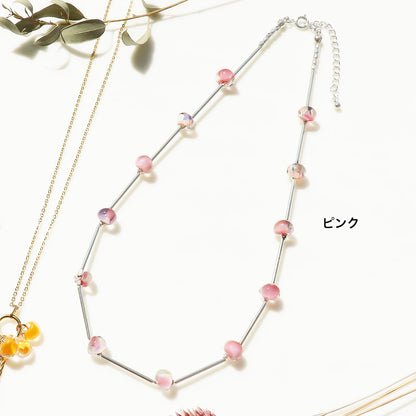 材料表No.ER0353　ティアドロップビーズのショートネックレス3種