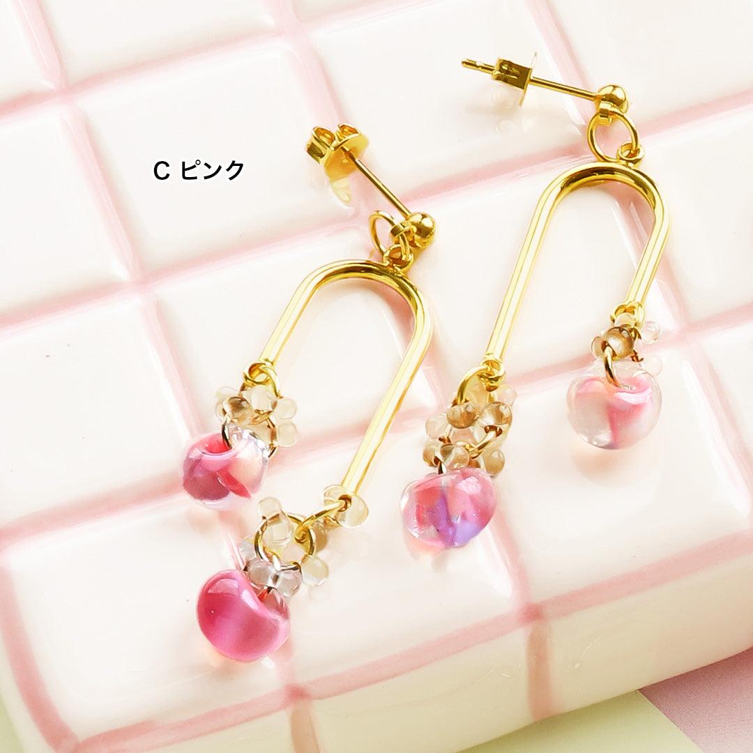 Material list No.ER0355 Teardrop bead long swing earrings