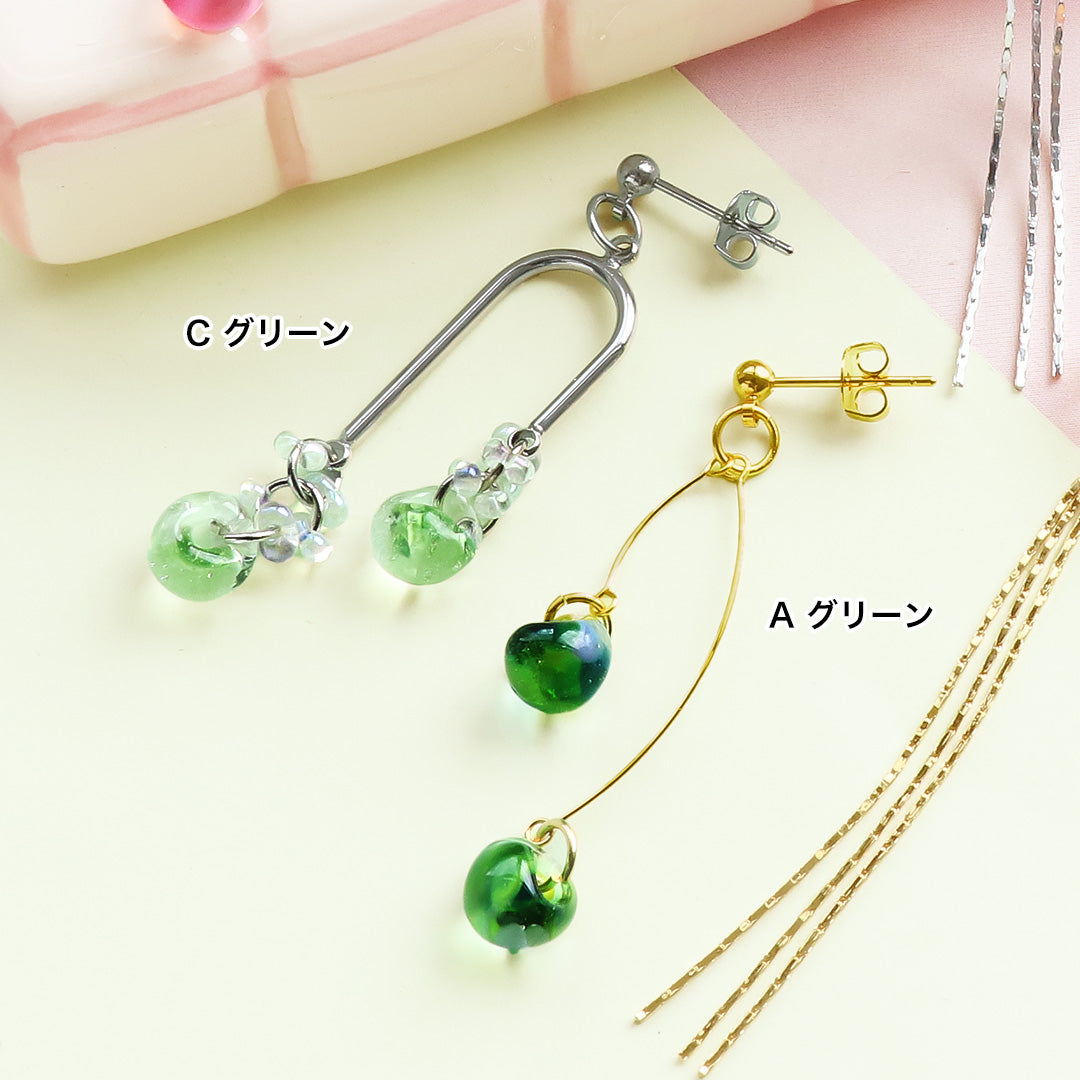 Material list No.ER0355 Teardrop bead long swing earrings