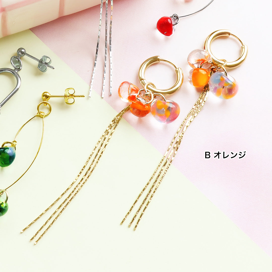 材料表No.ER0355　ティアドロップビーズのロングスウィングピアス