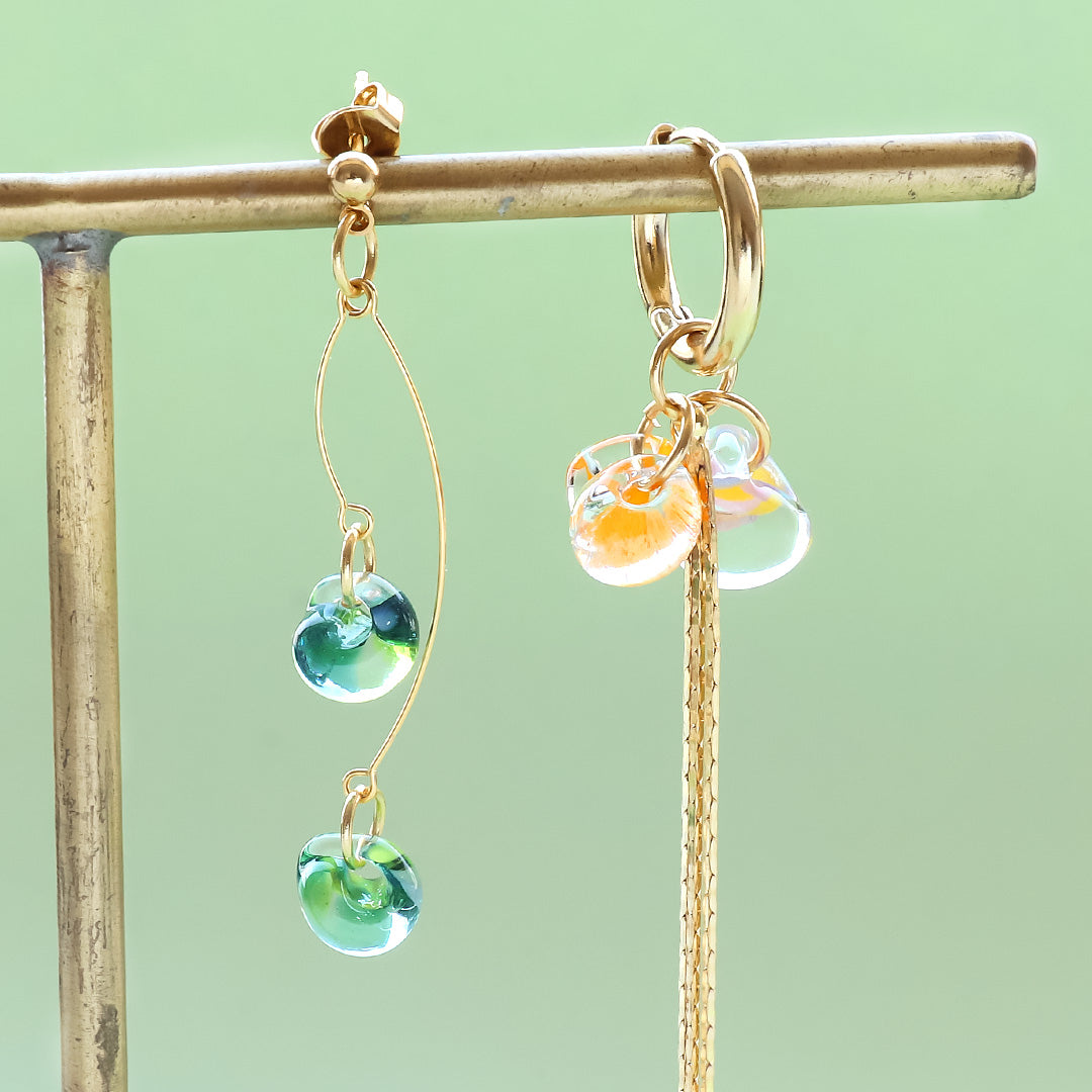 Material list No.ER0355 Teardrop bead long swing earrings