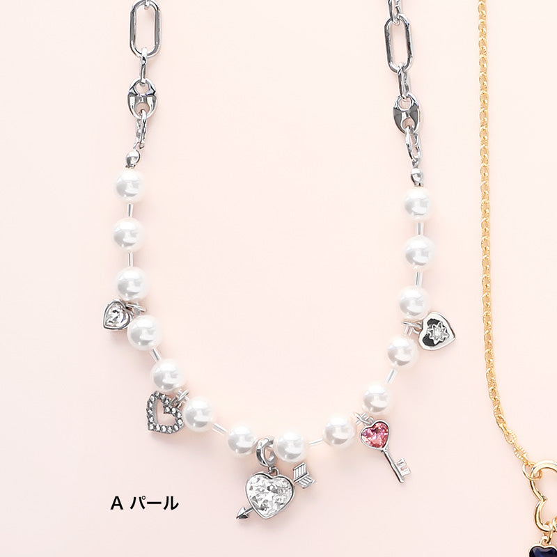 Material list No.ER0418Kiwa crystals3 types of heart motif necklaces