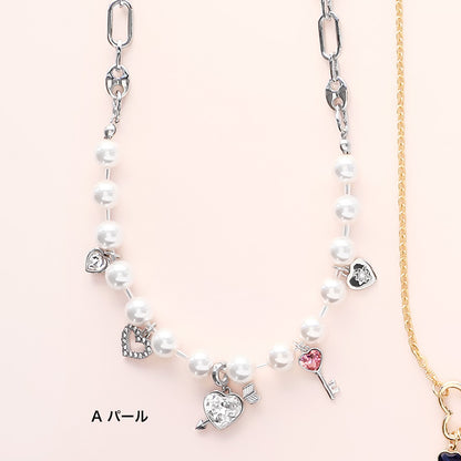Material list No.ER0418Kiwa crystals3 types of heart motif necklaces