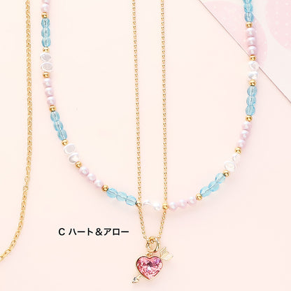 Material list No.ER0418Kiwa crystals3 types of heart motif necklaces