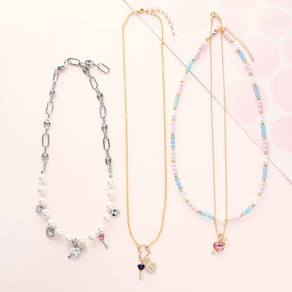 Material list No.ER0418Kiwa crystals3 types of heart motif necklaces