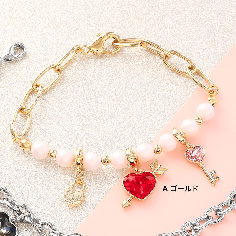 Material list No.ER0419Kiwa crystals2 types of heart charm bracelets