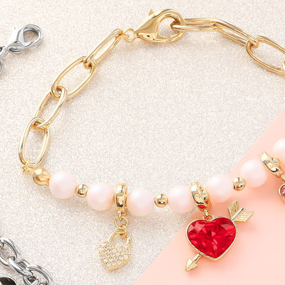 Material list No.ER0419Kiwa crystals2 types of heart charm bracelets