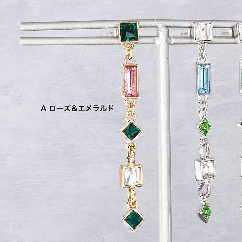 Material list No.ER0426 2 types of multi-colored earrings with metal ring parts