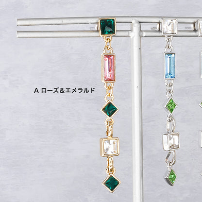 Material list No.ER0426 2 types of multi-colored earrings with metal ring parts