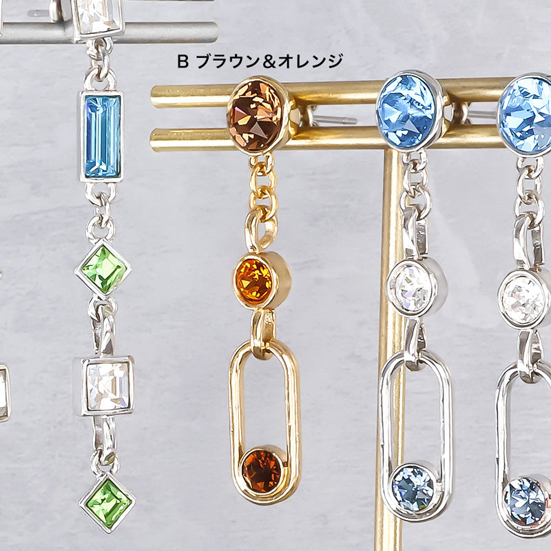 Material list No.ER0426 2 types of multi-colored earrings with metal ring parts