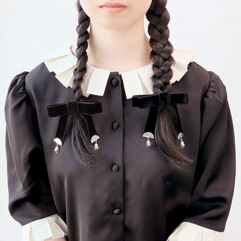 材料表No.ER0436　ハロウィンチャームのゴシックリボン