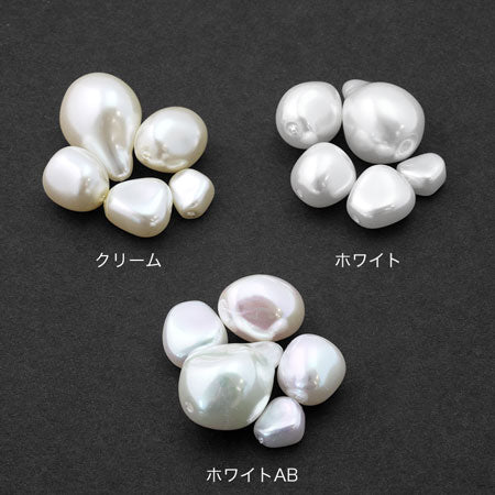 樹脂パール バロックオーバル　ホワイトAB