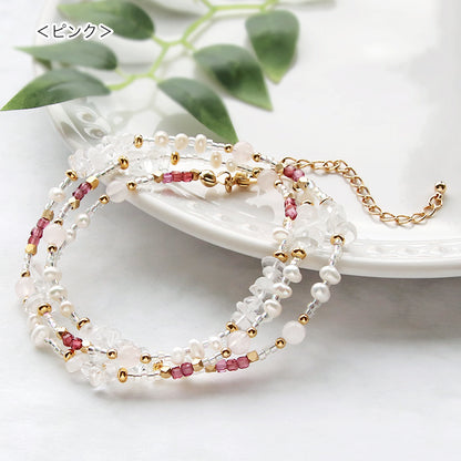 Kit: 2-way bracelet made of natural stone and freshwater pearls (KR1157)