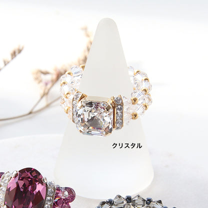 レシピNo.KR0145　クリスタルとロンデルバーのビジュービーズリング