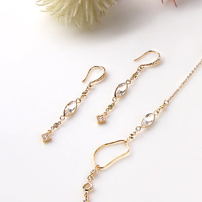 レシピNo.KR0146　シャネルストーンマーキスのメタルミックスネック＆ピアス