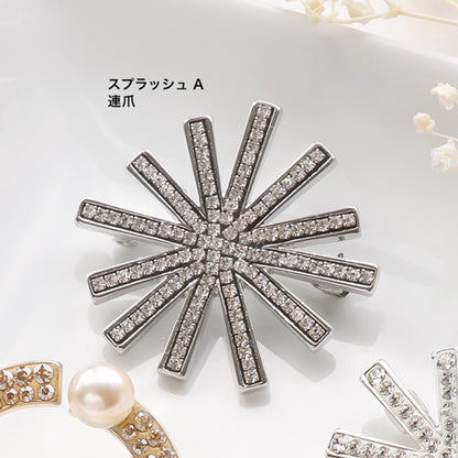 レシピNo.KR0280　クリスタルのフォーマルブローチ4種